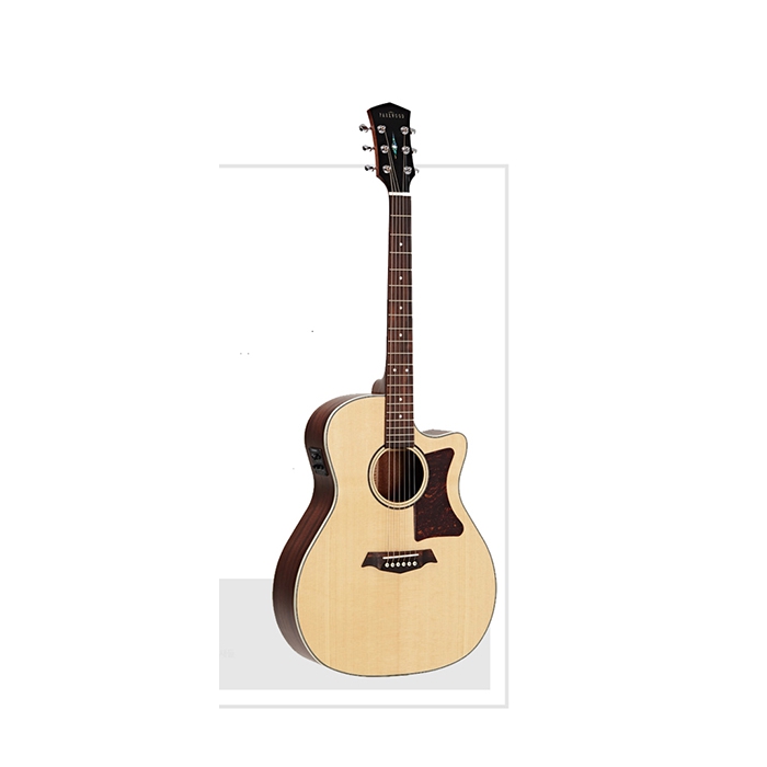 Электро-акустическая гитара, с вырезом, цвет натуральный, с чехлом, Parkwood фото