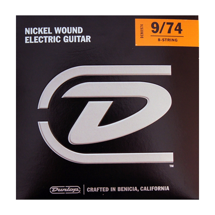 Комплект струн для 8-струнной электрогитары, никелированные, Light, 9-74, Dunlop фото