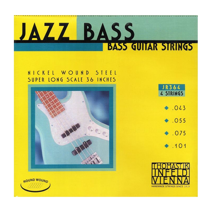 Комплект струн для бас-гитары, никель, круглая оплетка, 43-101, Thomastik Jazz Round Wound фото