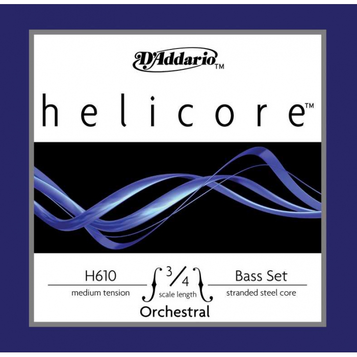 Комплект струн для контрабаса размером 3/4, среднее натяж, D'Addario Helicore Orchestral фото