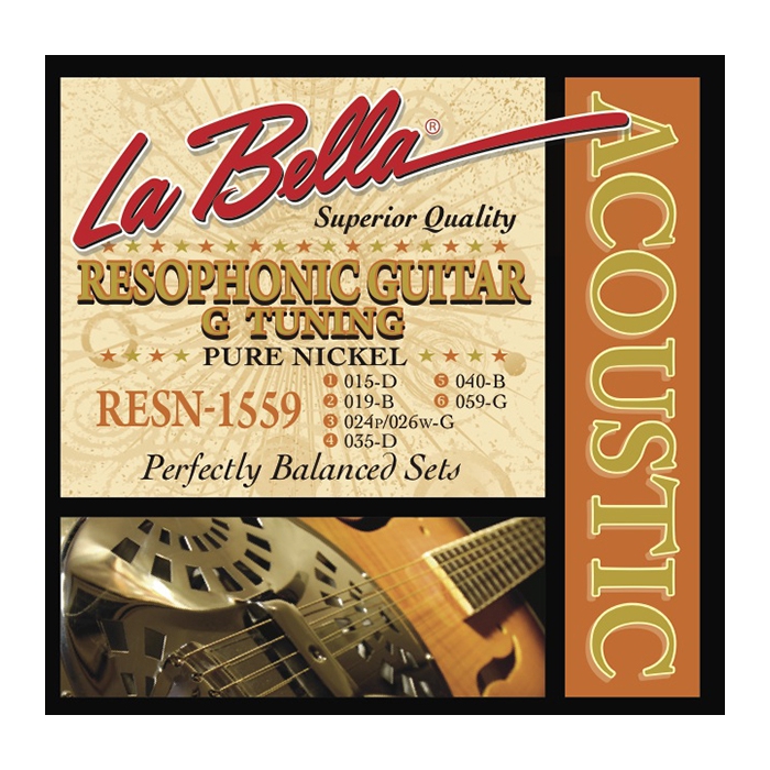 Комплект струн для резонаторной гитары, никель, 15-59, La Bella Pure Nickel G фото