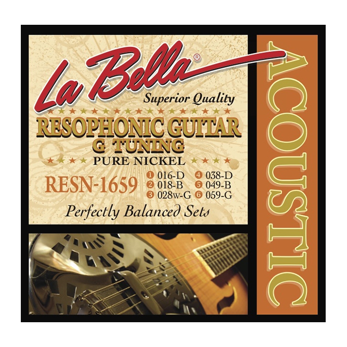 Комплект струн для резонаторной гитары, никель, 16-59, La Bella Pure Nickel G фото