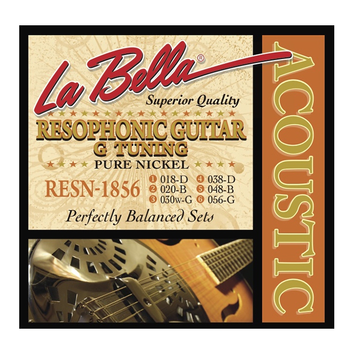 Комплект струн для резонаторной гитары, никель, 18-56, La Bella Pure Nickel G фото