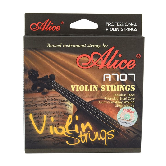 Комплект струн для скрипки размером 4/4, среднее натяжение, металл, Alice фото